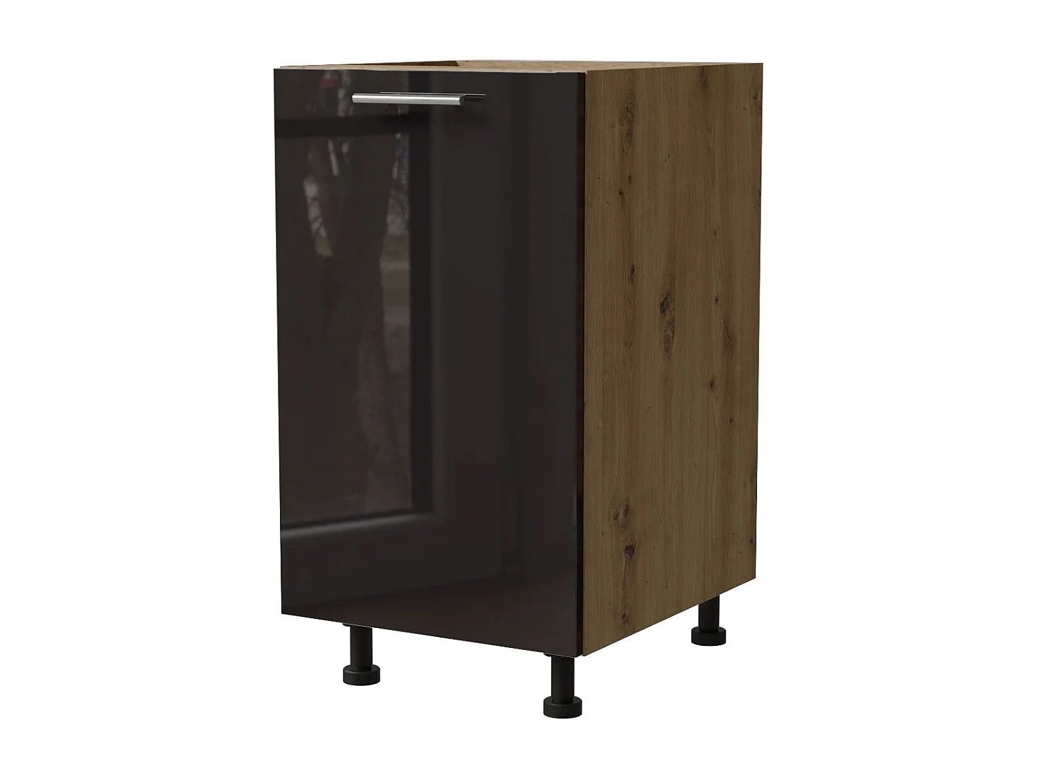 KÜCHENUNTERSCHRANK Essen D1D/45 Schwarz Hochglanz / Eiche Artisan Matt 45 / 50 / 82cm