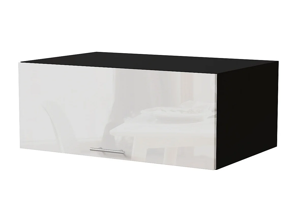 AUFSATZSCHRANK Essen W6B/90 Weiß Hochglanz / Schwarz Matt 90 / 59 / 36cm