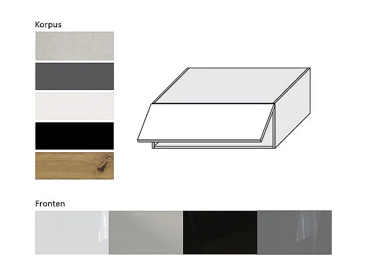 AUFSATZSCHRANK Essen W6B/90 Weiß Hochglanz / Schwarz Matt 90 / 59 / 36cm