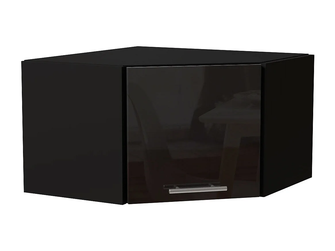 ECKHÄNGESCHRANK Essen W10/60/36 Schwarz Hochglanz / Schwarz Matt 60 / 60 / 36cm