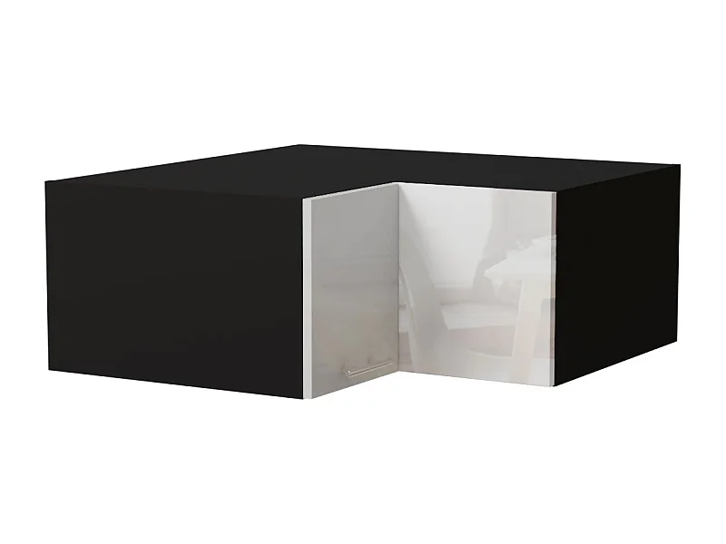 ECK-AUFSATZSCHRANK Essen W14/90/36 Weiß Hochglanz / Schwarz Matt 90 / 90 / 36cm