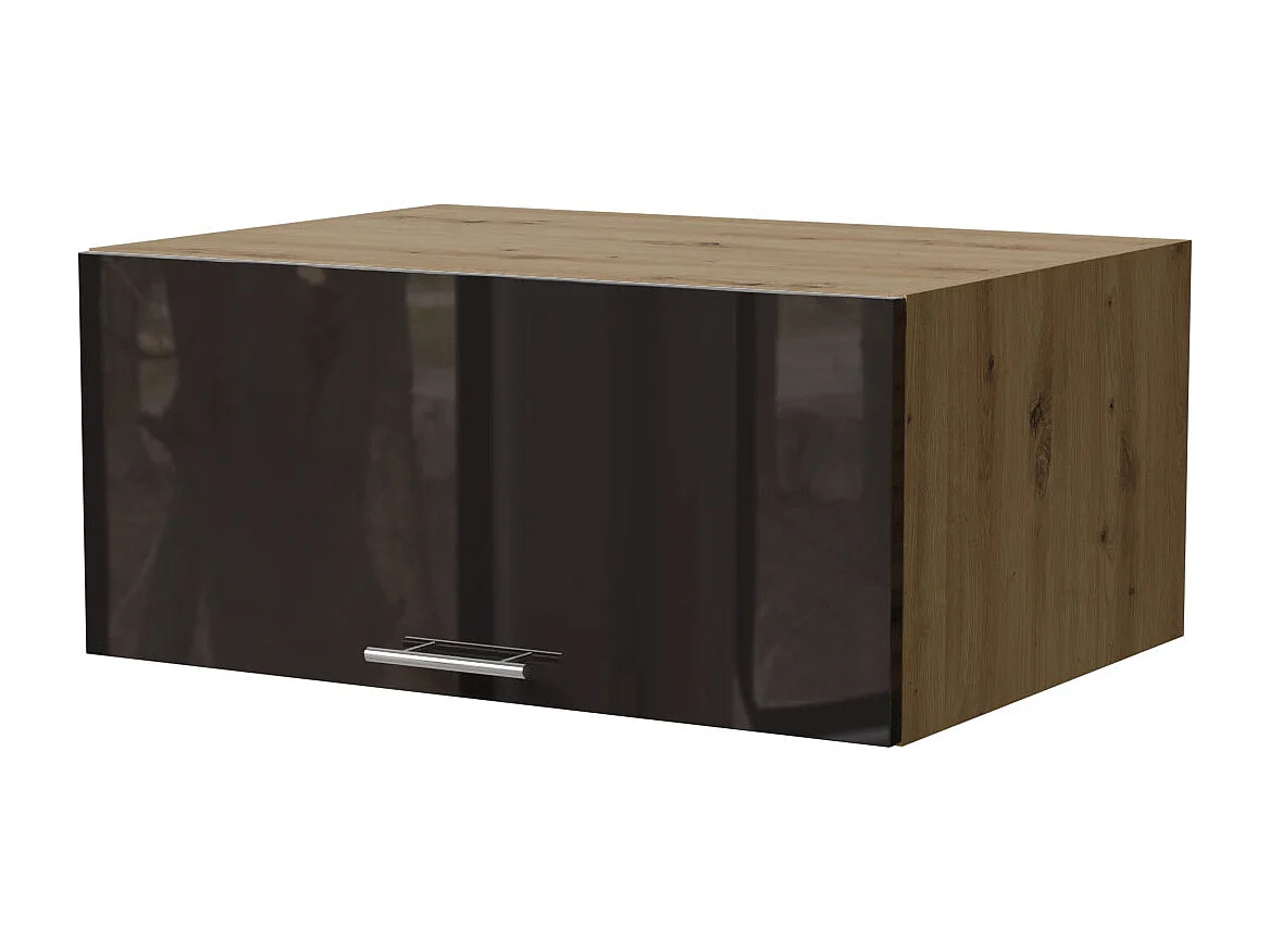 AUFSATZSCHRANK Essen W6B/80 Schwarz Hochglanz / Eiche Artisan Matt 80 / 59 / 36cm