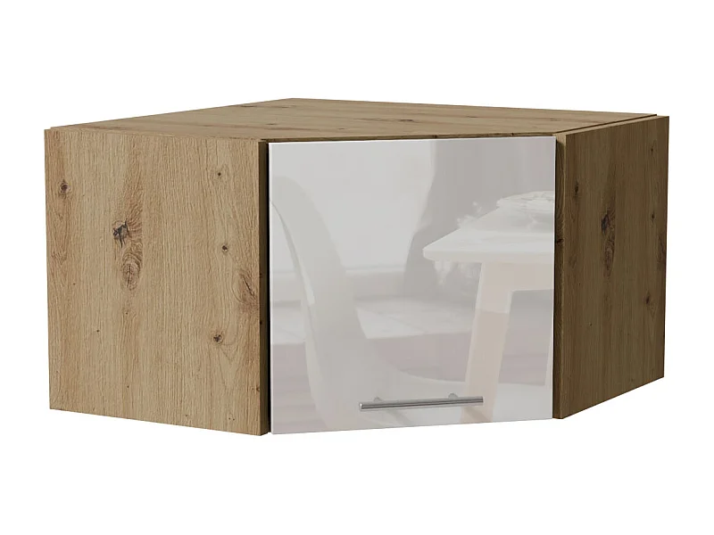 ECKHÄNGESCHRANK Essen W10/60/36 Weiß Hochglanz / Eiche Artisan Matt 60 / 60 / 36cm