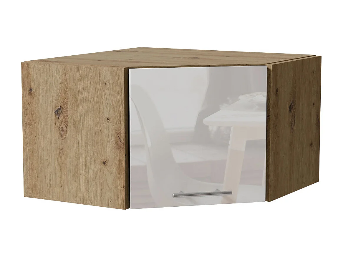 ECKHÄNGESCHRANK Essen W10/60/36 Weiß Hochglanz / Eiche Artisan Matt 60 / 60 / 36cm