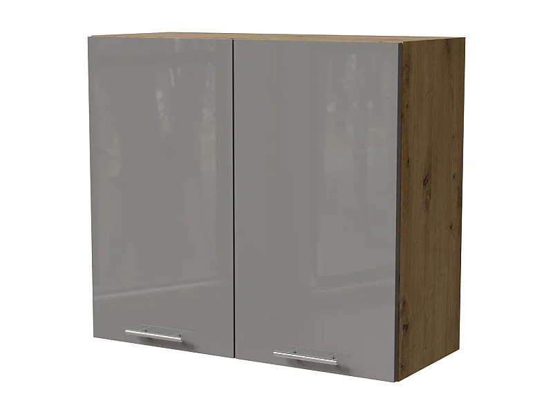 KÜCHENHÄNGESCHRANK Essen W3/80 Grau Hochglanz / Eiche Artisan Matt 80 / 32,5 / 72cm