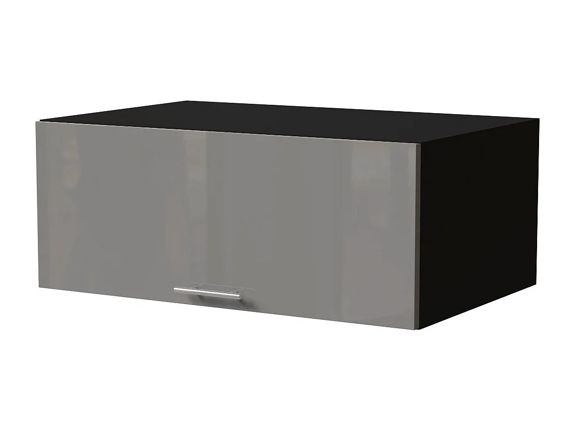 AUFSATZSCHRANK Essen W6B/90 Grau Hochglanz / Schwarz Matt 90 / 59 / 36cm