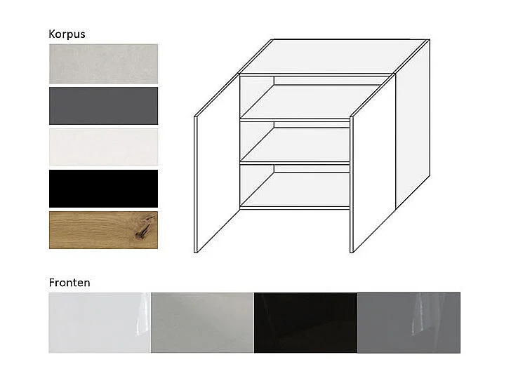 KÜCHENHÄNGESCHRANK Essen W3/90 Grau Hochglanz / Schwarz Matt 90 / 32,5 / 72cm