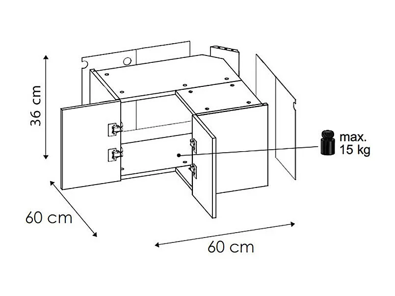 ECKHÄNGESCHRANK Essen W12/60/36 Graphit Hochglanz / Grau Matt 60 / 60 / 36cm