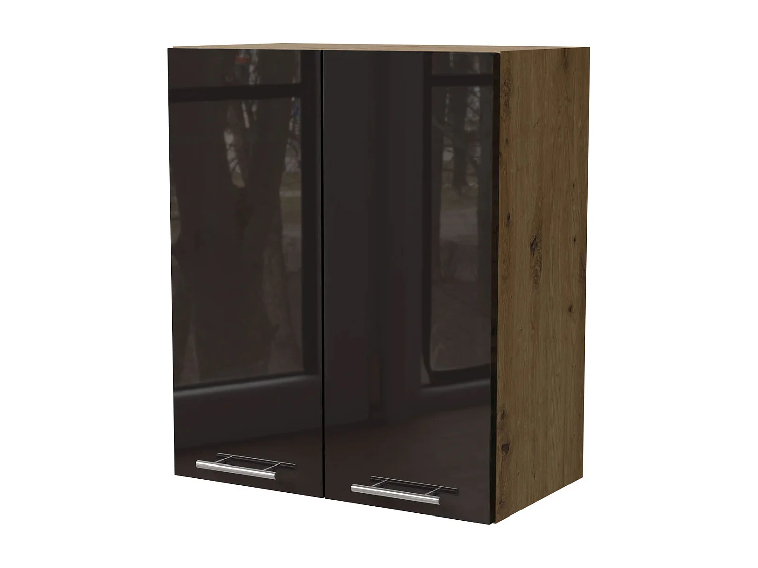 KÜCHENHÄNGESCHRANK Essen W3/60 Schwarz Hochglanz / Eiche Artisan Matt 60 / 32,5 / 72cm