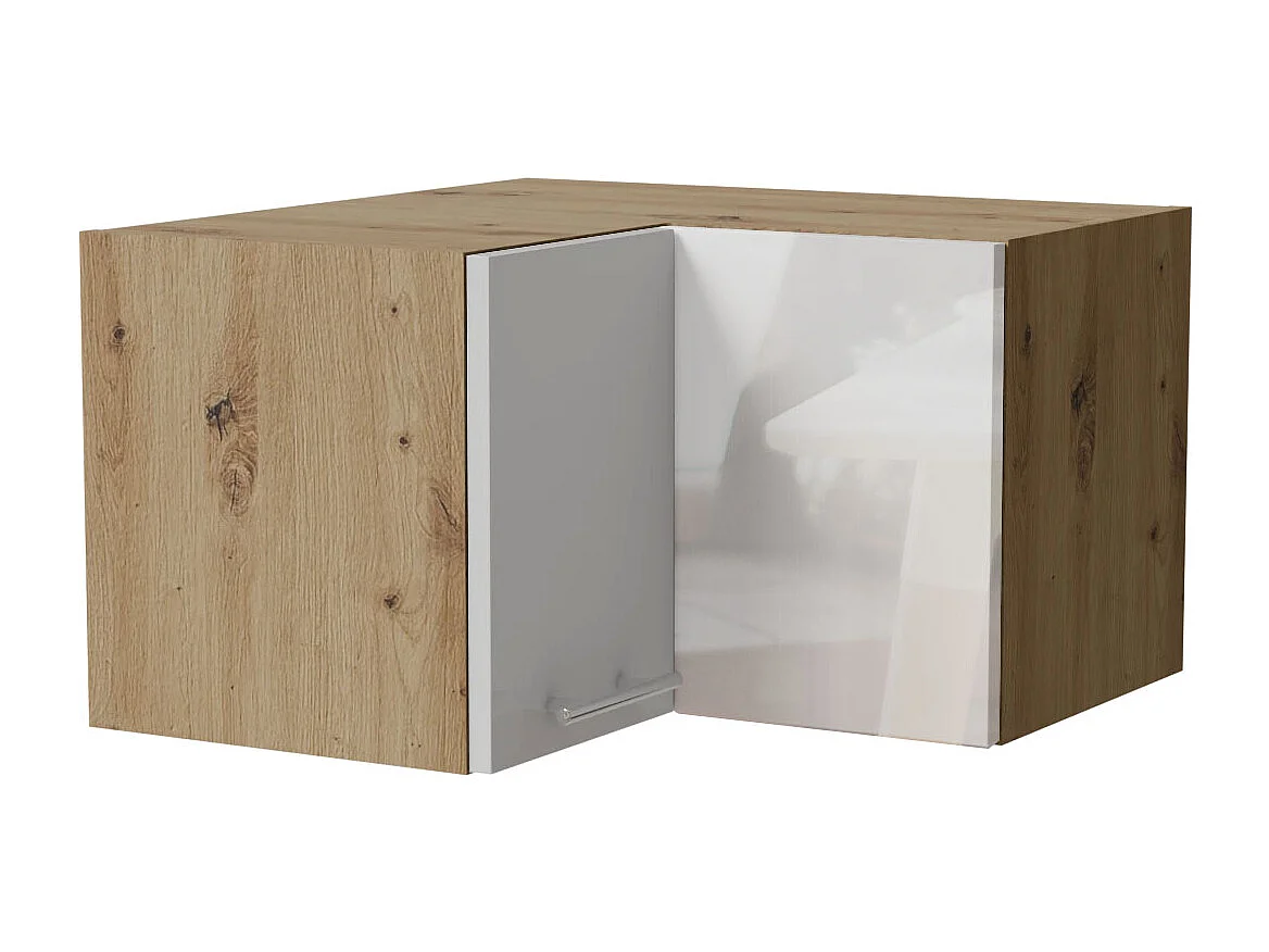 ECKHÄNGESCHRANK Essen W12/60/36 Weiß Hochglanz / Eiche Artisan Matt 60 / 60 / 36cm