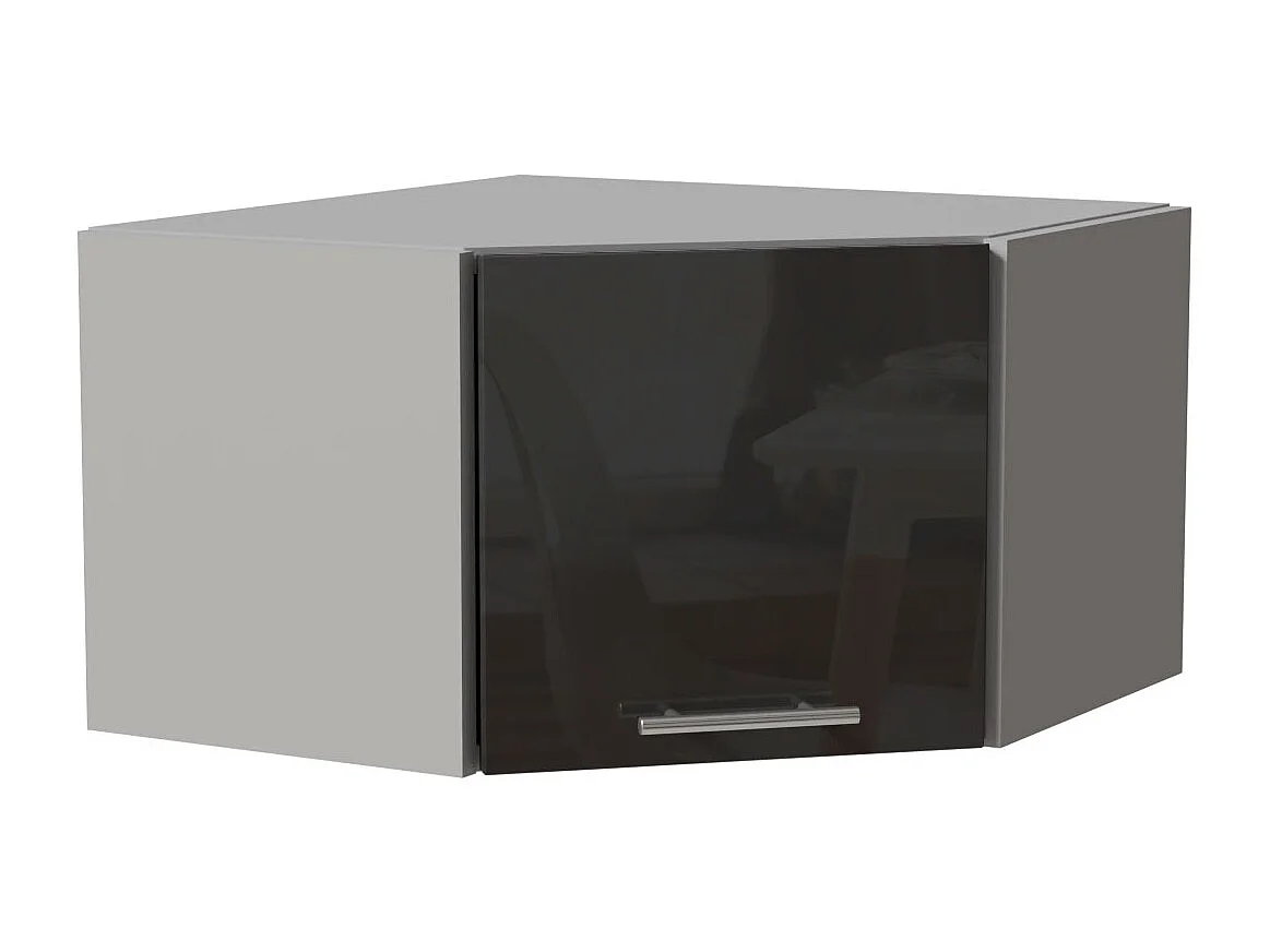 ECKHÄNGESCHRANK Essen W10/60/36 Graphit Hochglanz / Grau Matt 60 / 60 / 36cm