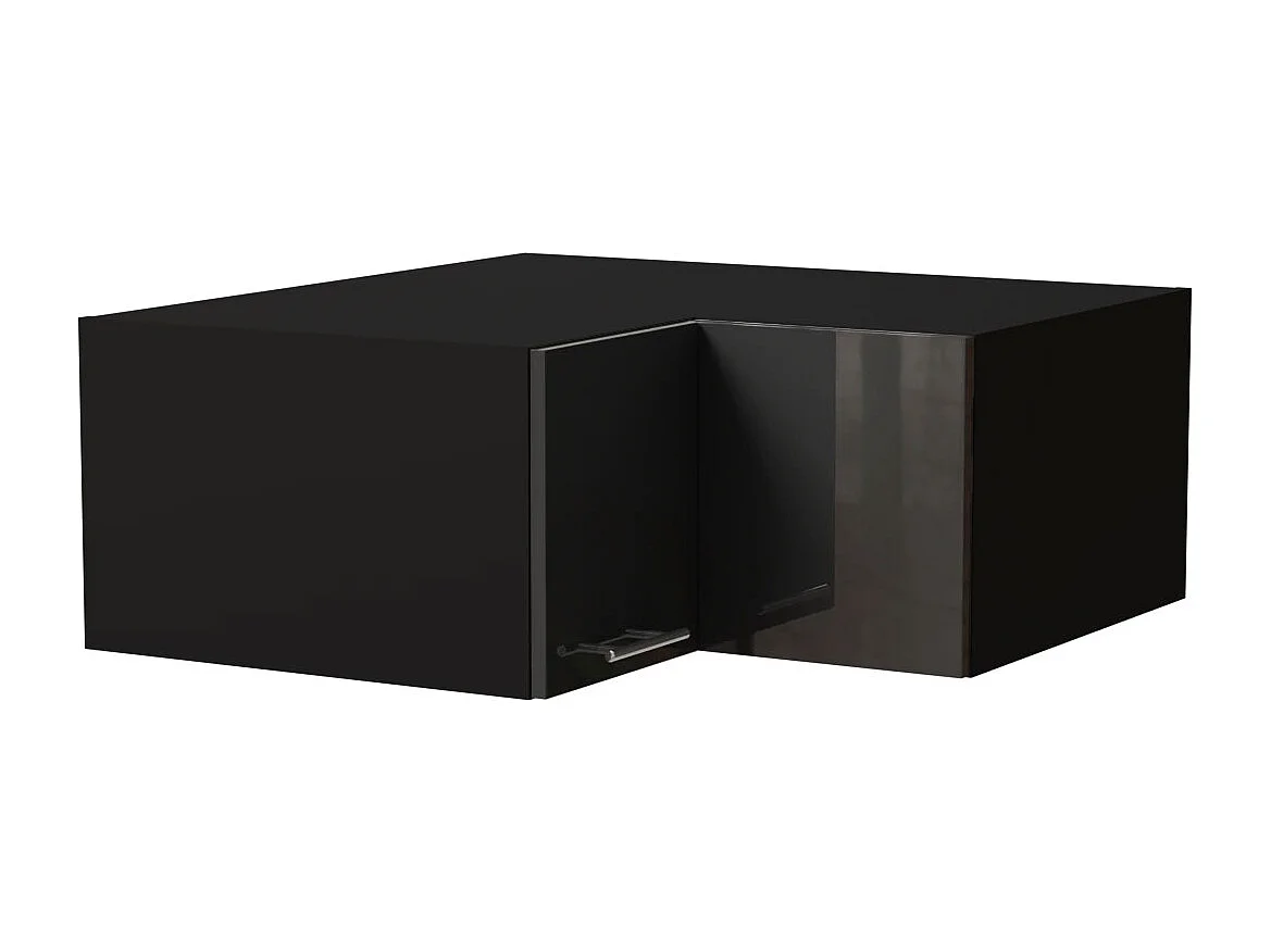 ECK-AUFSATZSCHRANK Essen W14/90/36 Graphit Hochglanz / Schwarz Matt 90 / 90 / 36cm