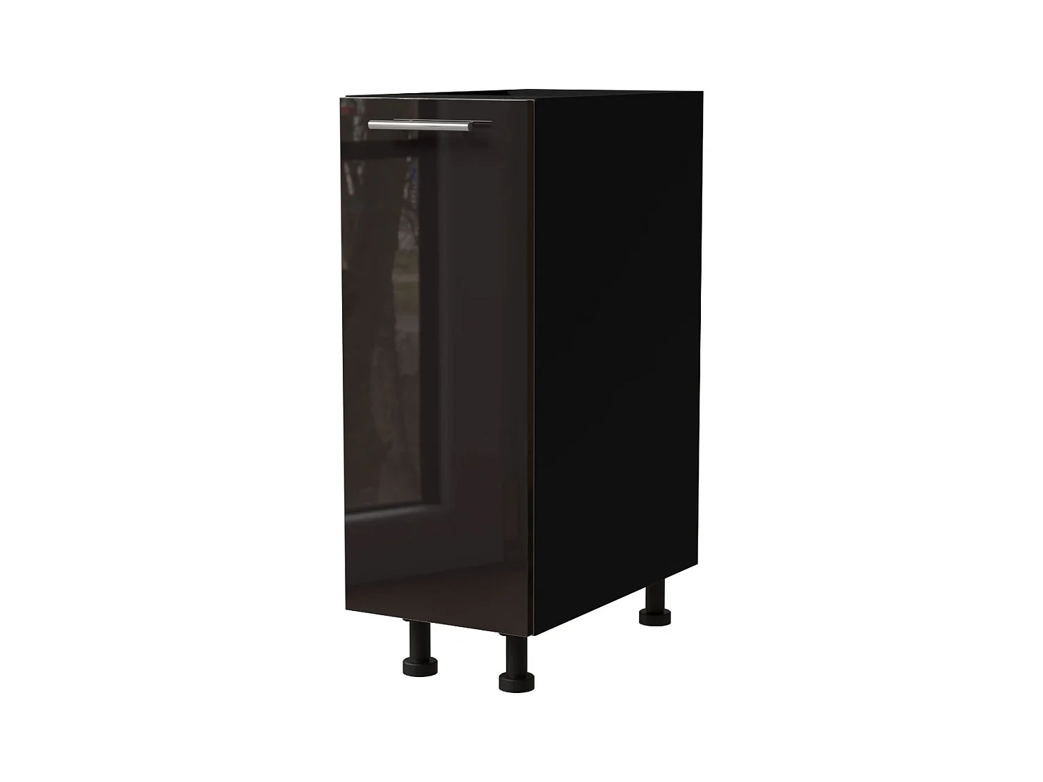 KÜCHENUNTERSCHRANK Essen D1D/30 Schwarz Hochglanz / Schwarz Matt 30 / 50 / 82cm
