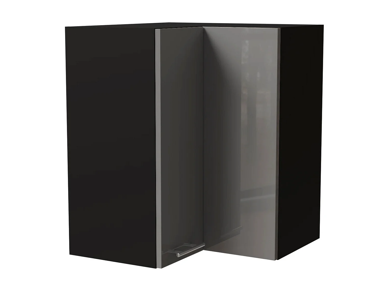 ECKHÄNGESCHRANK Essen W12/60 Grau Hochglanz / Schwarz Matt 60 / 60 / 72cm