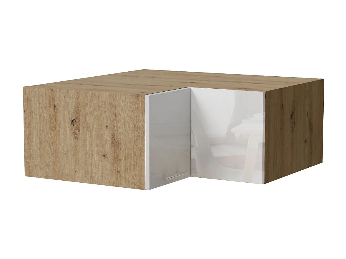 ECK-AUFSATZSCHRANK Essen W14/90/36 Weiß Hochglanz / Eiche Artisan Matt 90 / 90 / 36cm