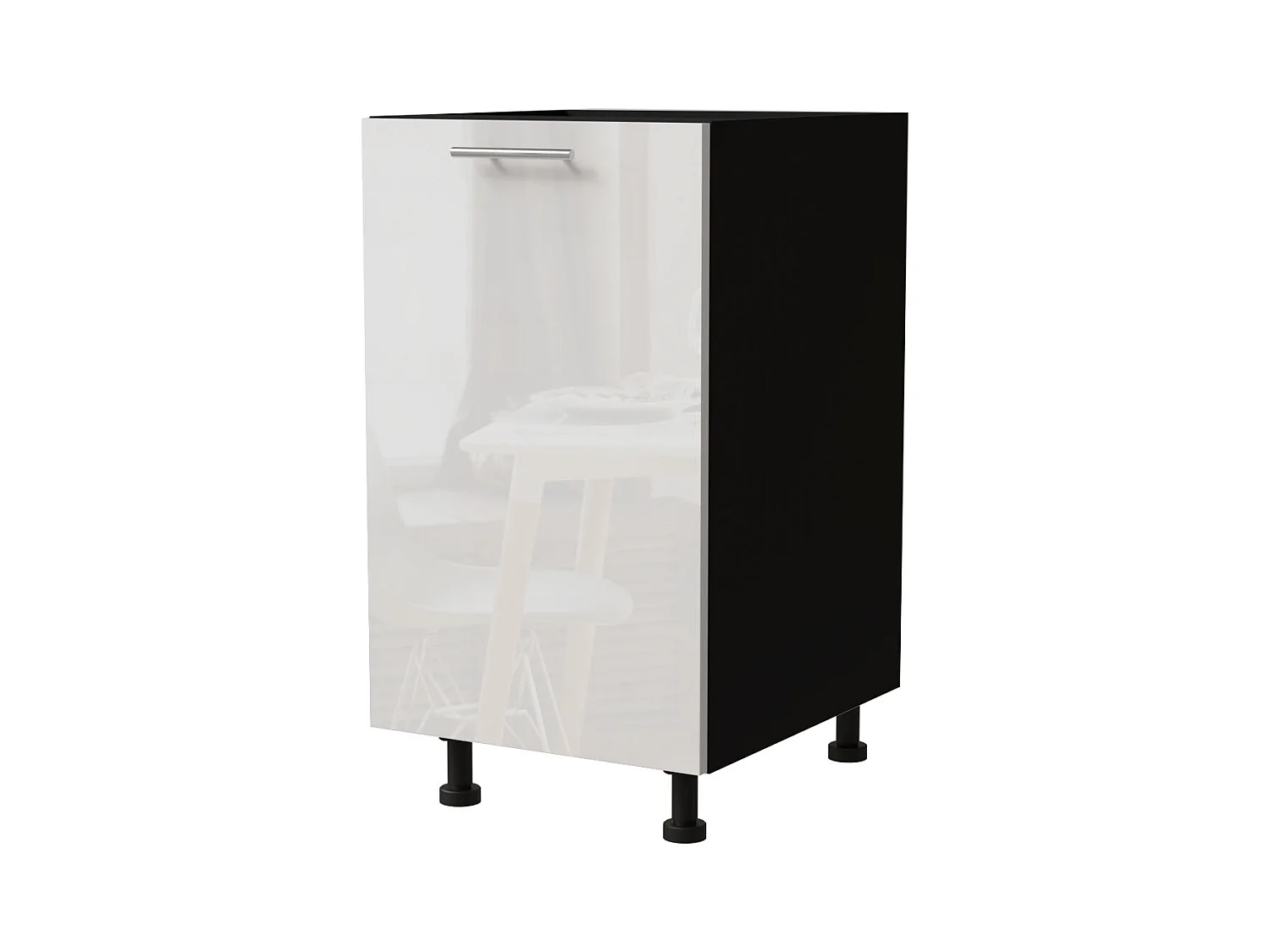 KÜCHENUNTERSCHRANK Essen D1D/45 Weiß Hochglanz / Schwarz Matt 45 / 50 / 82cm