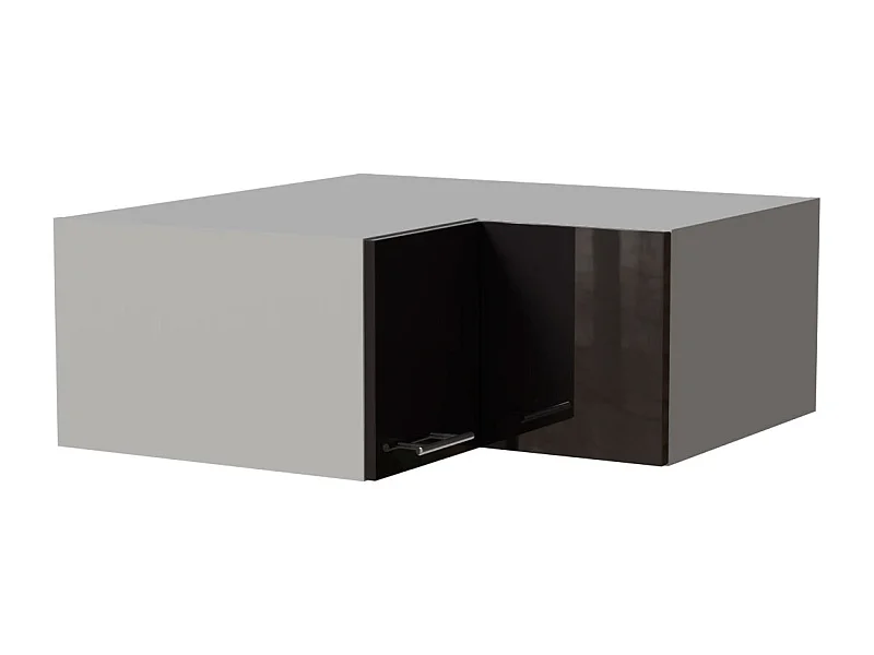 ECK-AUFSATZSCHRANK Essen W14/90/36 Schwarz Hochglanz / Grau Matt 90 / 90 / 36cm