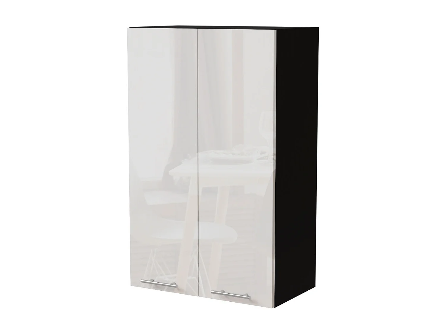 KÜCHENHÄNGESCHRANK Essen W4/60 Weiß Hochglanz / Schwarz Matt 60 / 32,5 / 96cm