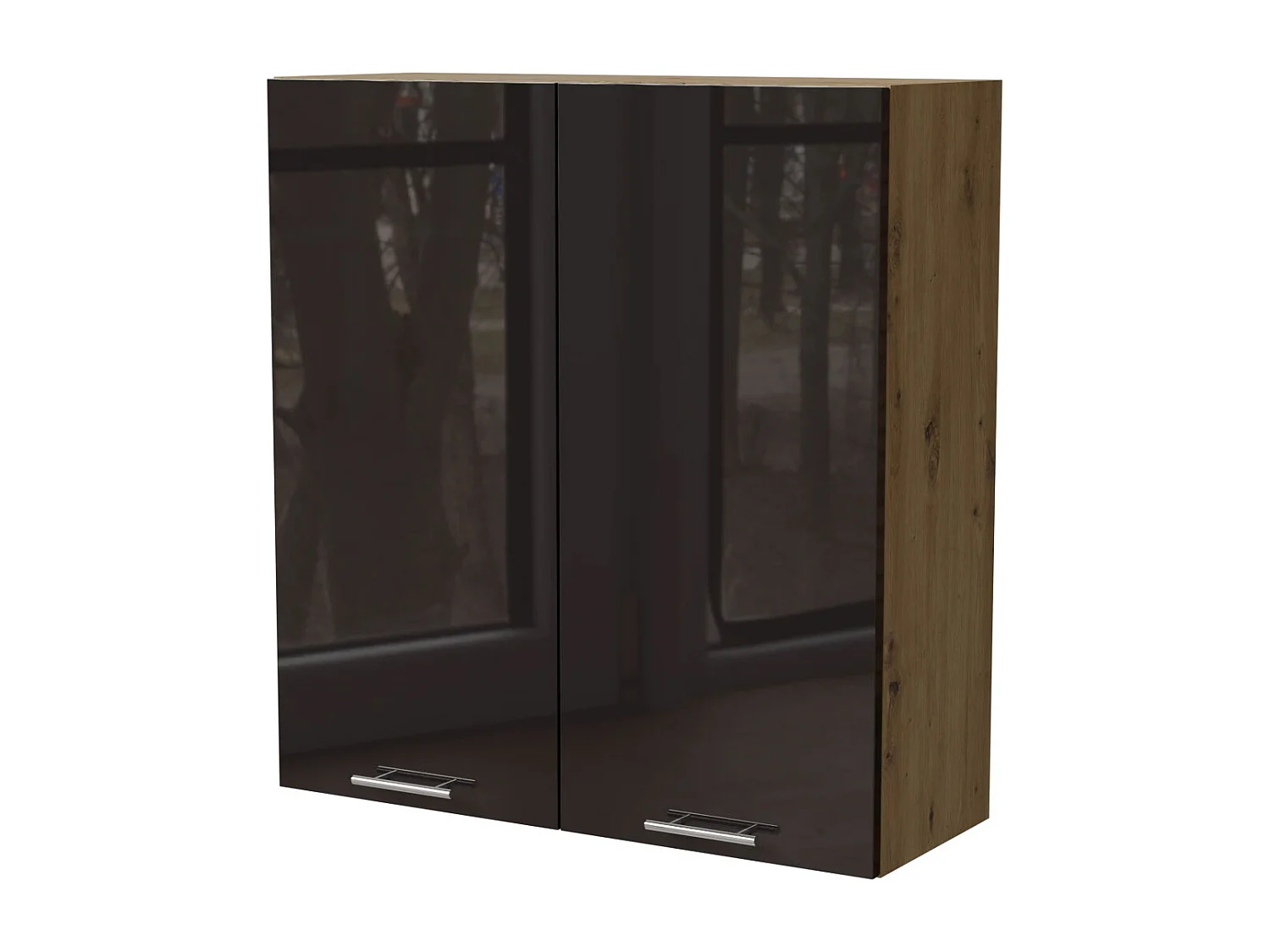 HÄNGESCHRANK Essen W4/90 Schwarz Hochglanz / Eiche Artisan Matt 90 / 32,5 / 96cm