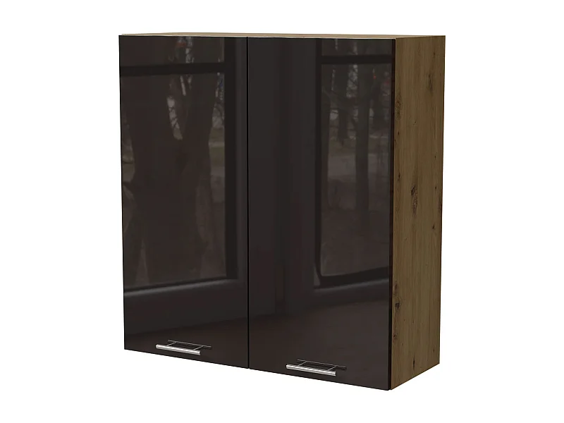 HÄNGESCHRANK Essen W4/90 Schwarz Hochglanz / Eiche Artisan Matt 90 / 32,5 / 96cm