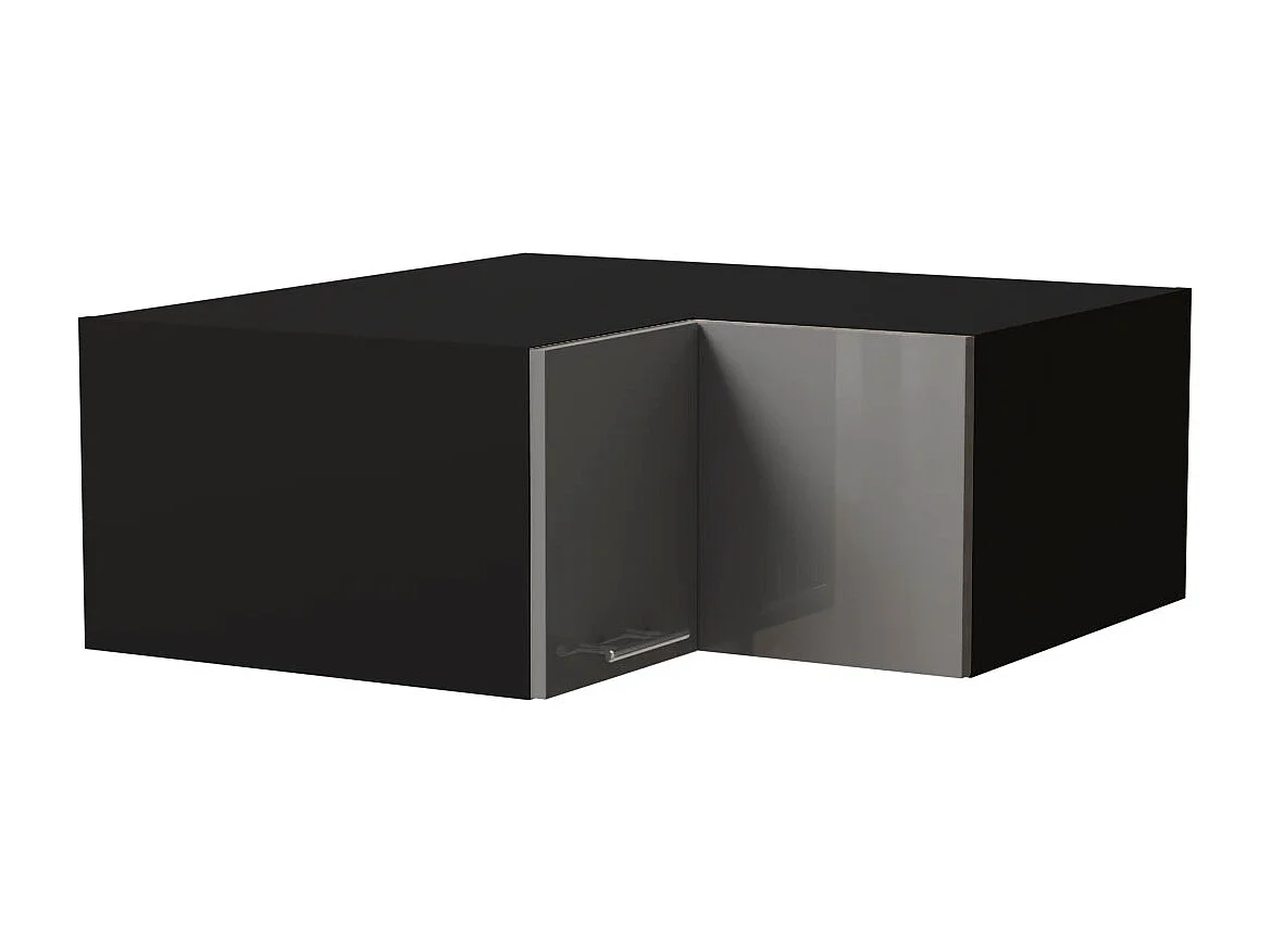 ECK-AUFSATZSCHRANK Essen W14/90/36 Grau Hochglanz / Schwarz Matt 90 / 90 / 36cm