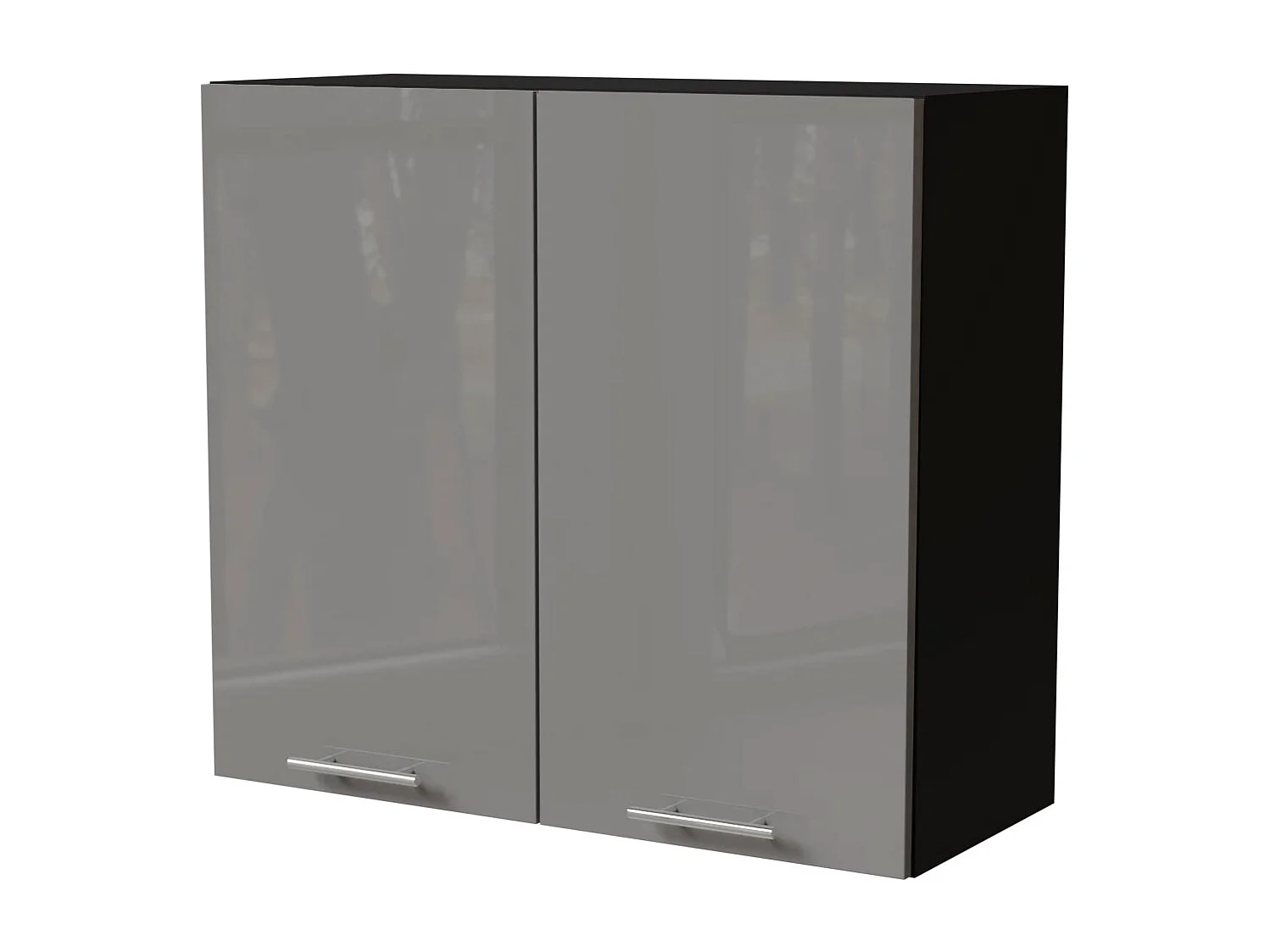 KÜCHENHÄNGESCHRANK Essen W3/80 Grau Hochglanz / Schwarz Matt 80 / 32,5 / 72cm