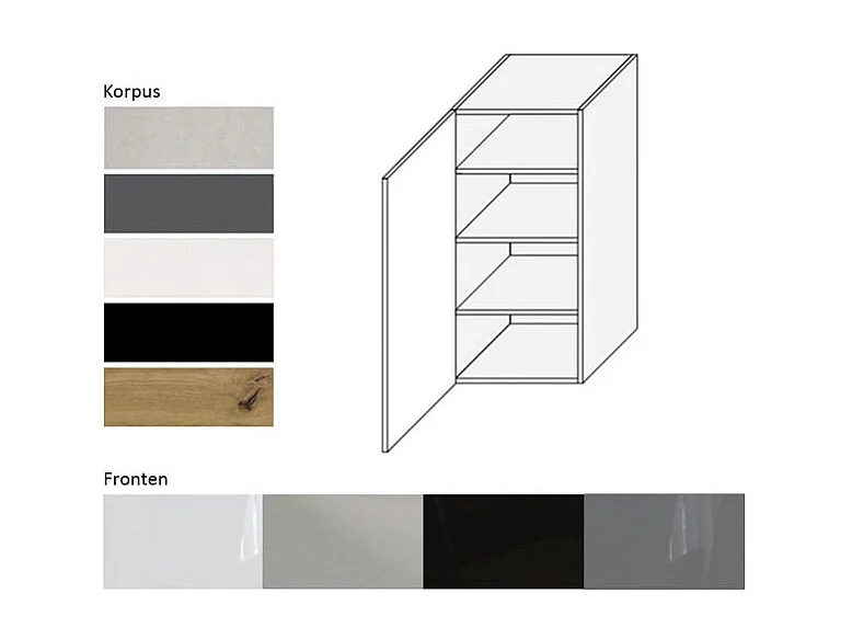 KÜCHENHÄNGESCHRANK W4/40 Essen Weiß Hochglanz / Weiß Matt 40 / 32,5 / 96cm