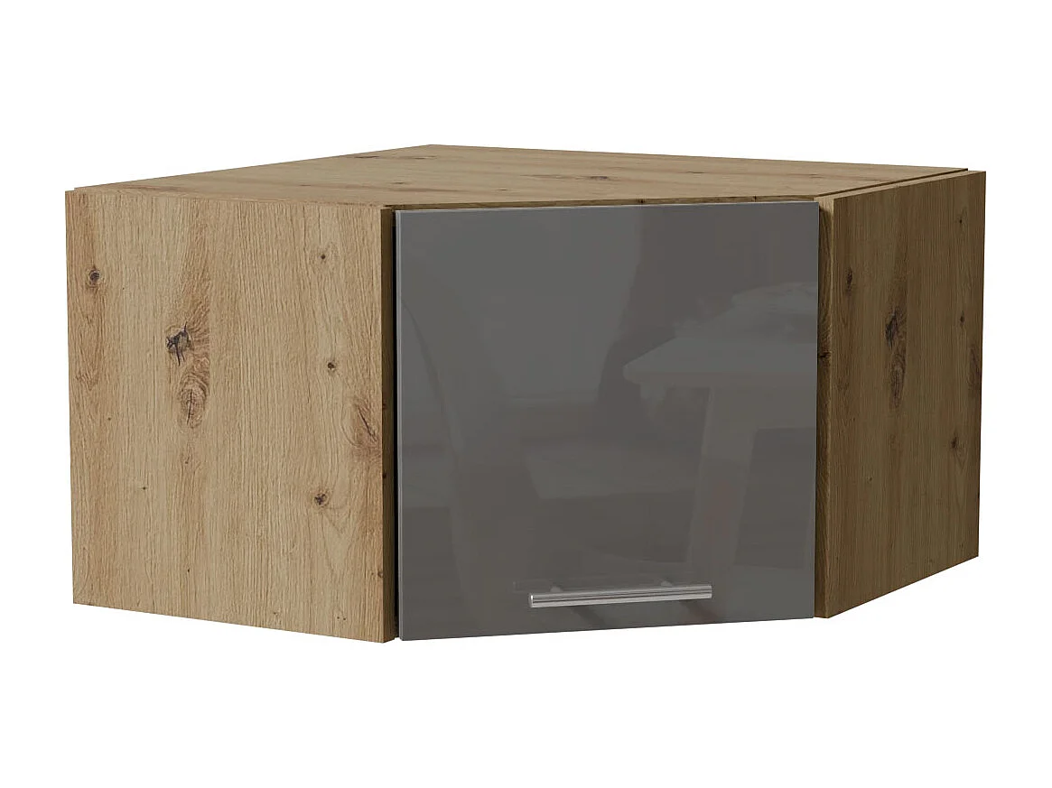 ECKHÄNGESCHRANK Essen W10/60/36 Grau Hochglanz / Eiche Artisan Matt 60 / 60 / 36cm