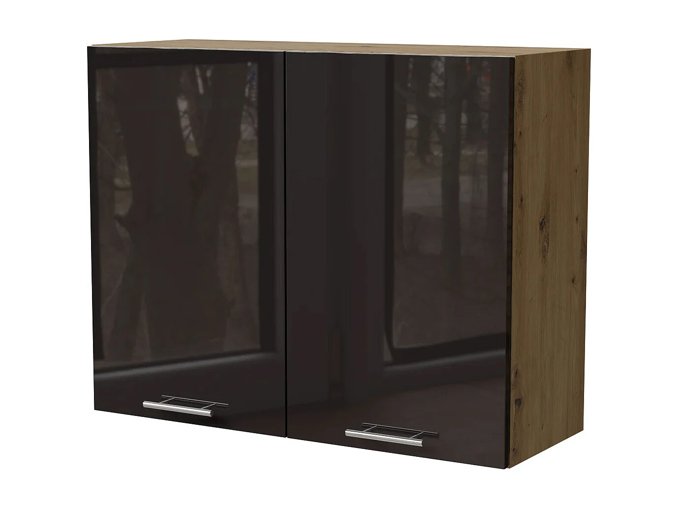 KÜCHENHÄNGESCHRANK Essen W3/90 Schwarz Hochglanz / Eiche Artisan Matt 90 / 32,5 / 72cm