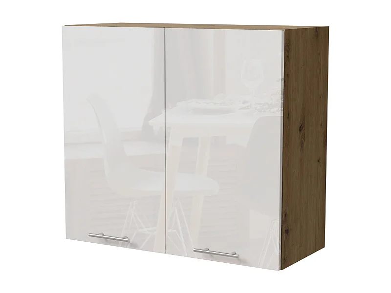 KÜCHENHÄNGESCHRANK Essen W3/80 Weiß Hochglanz / Eiche Artisan Matt 80 / 32,5 / 72cm