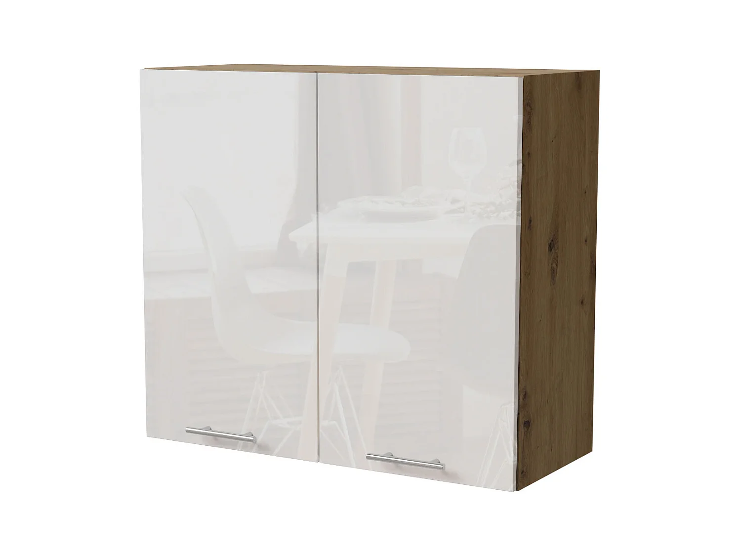 KÜCHENHÄNGESCHRANK Essen W3/80 Weiß Hochglanz / Eiche Artisan Matt 80 / 32,5 / 72cm