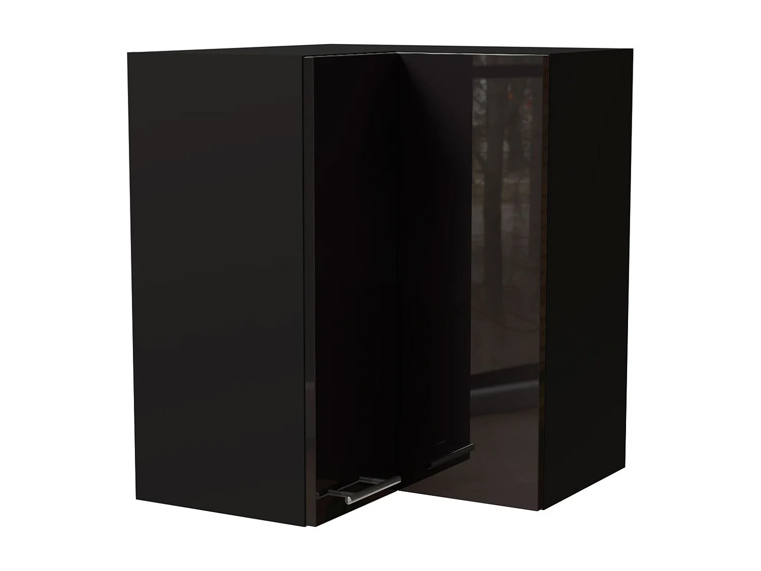 ECKHÄNGESCHRANK Essen W12/60 Schwarz Hochglanz / Schwarz Matt 60 / 60 / 72cm