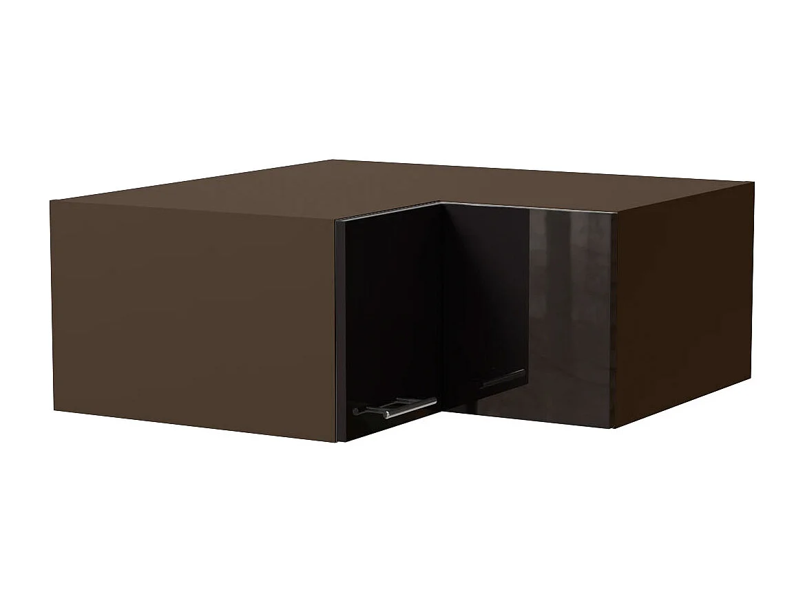 ECK-AUFSATZSCHRANK Essen W14/90/36 Schwarz Hochglanz / Lava Matt 90 / 90 / 36cm