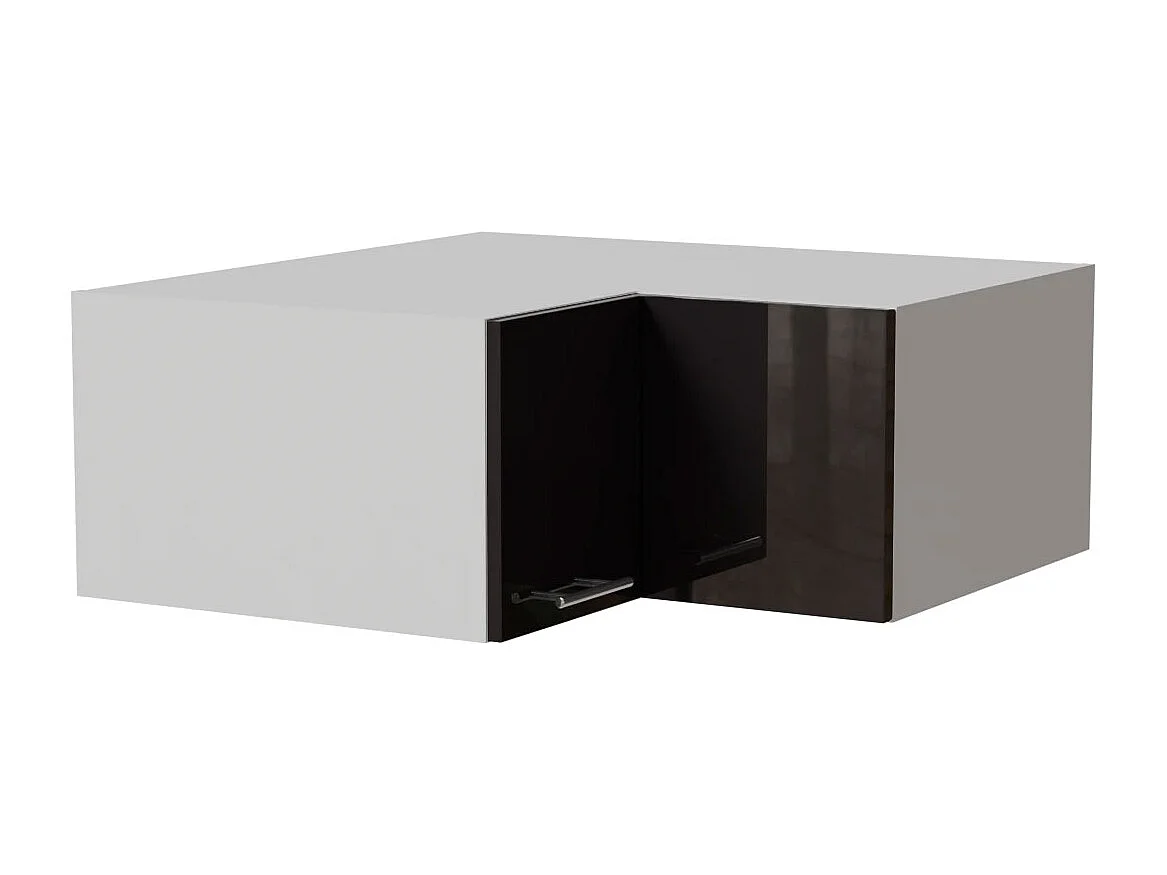 ECK-AUFSATZSCHRANK Essen W14/90/36 Schwarz Hochglanz / Weiß Matt 90 / 90 / 36cm
