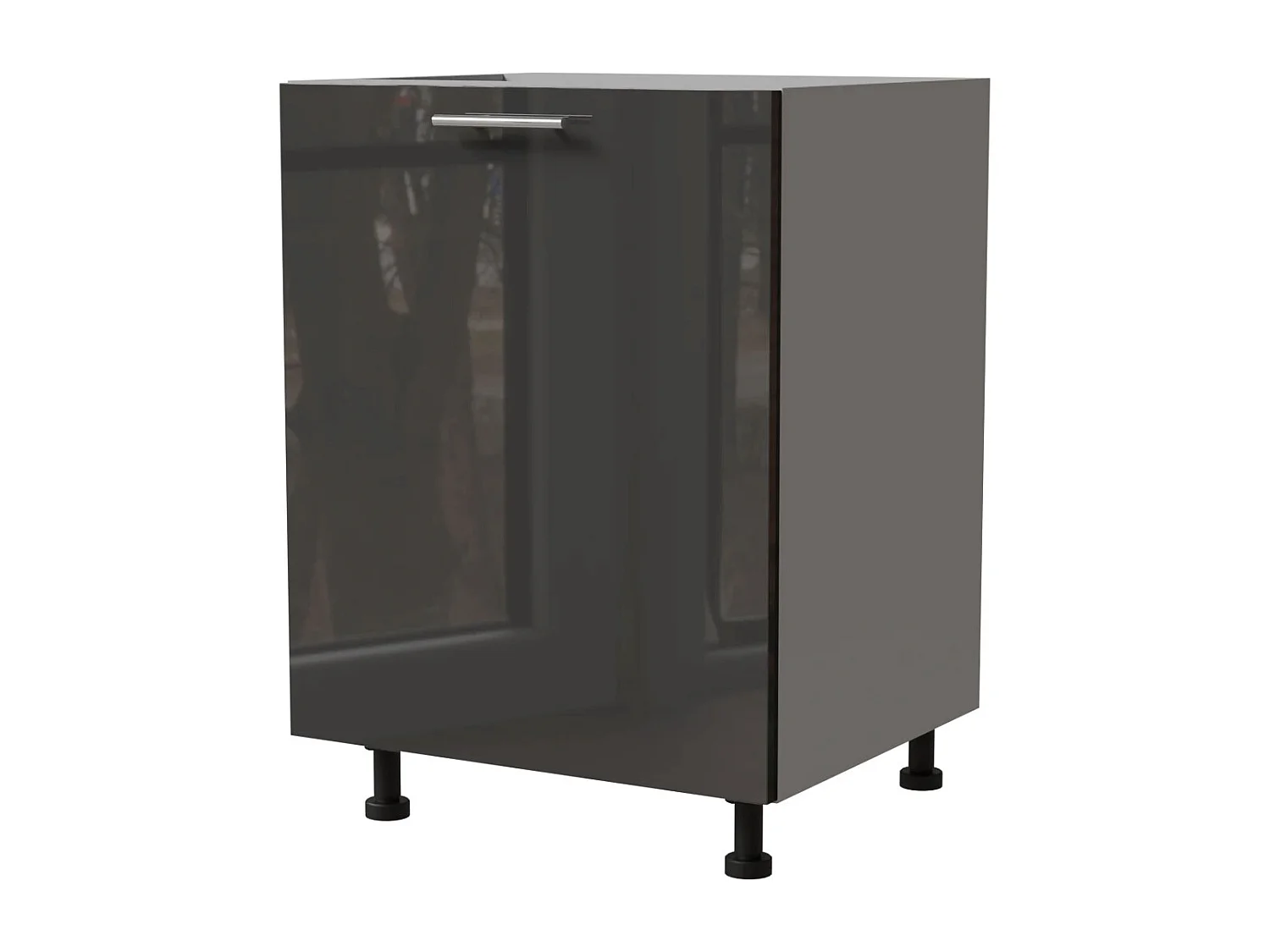 KÜCHENUNTERSCHRANK Essen D1D/60 Graphit Hochglanz / Grau Matt 60 / 50 / 82cm