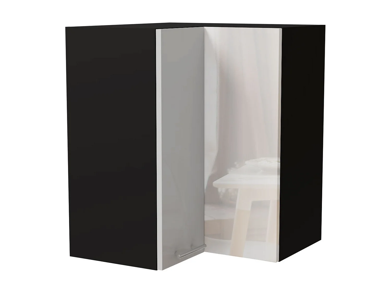 ECKHÄNGESCHRANK Essen W12/60 Weiß Hochglanz / Schwarz Matt 60 / 60 / 72cm