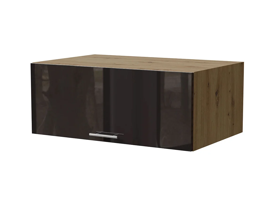 AUFSATZSCHRANK Essen W6B/90 Schwarz Hochglanz / Eiche Artisan Matt 90 / 59 / 36cm