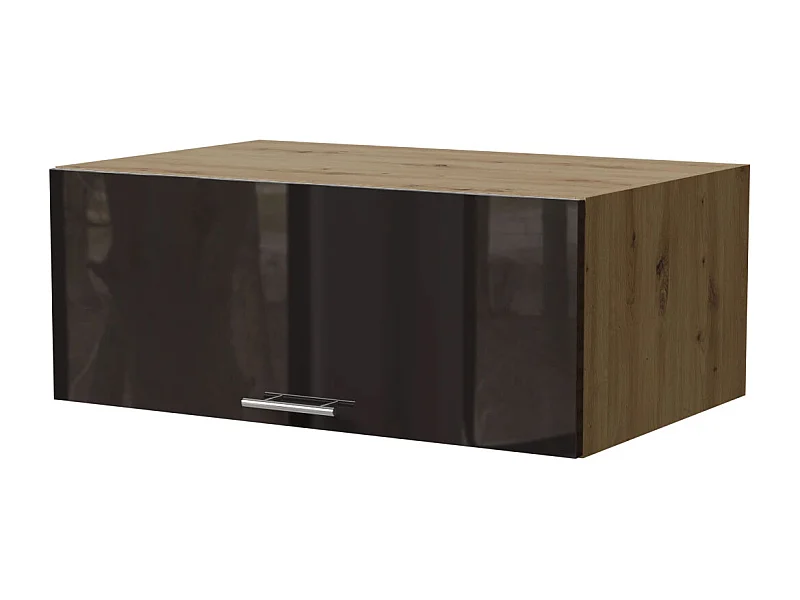 AUFSATZSCHRANK Essen W6B/90 Schwarz Hochglanz / Eiche Artisan Matt 90 / 59 / 36cm