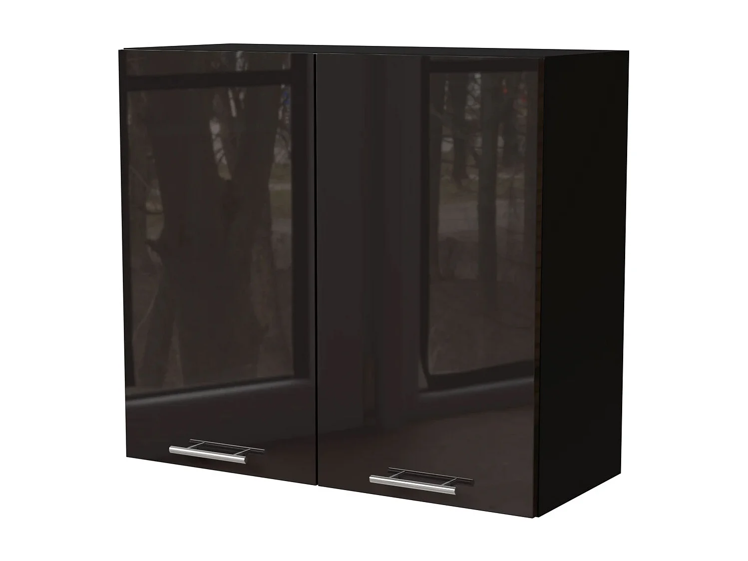 KÜCHENHÄNGESCHRANK Essen W3/80 Schwarz Hochglanz / Schwarz Matt 80 / 32,5 / 72cm