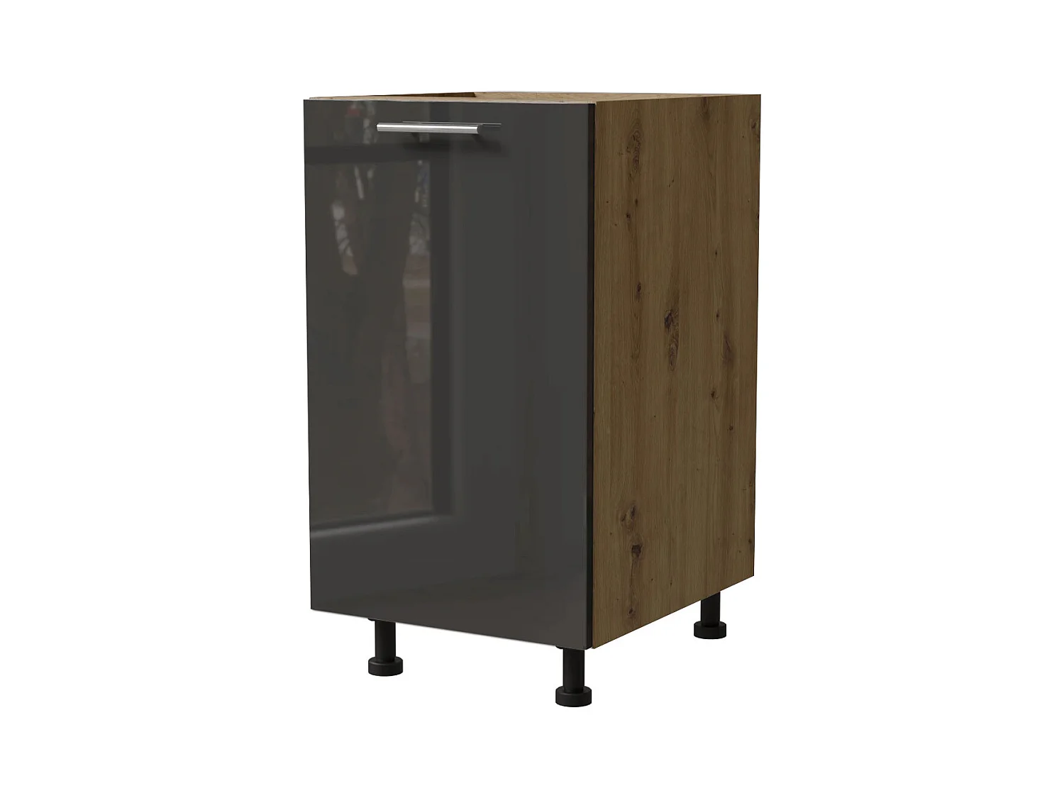 KÜCHENUNTERSCHRANK Essen D1D/45 Graphit Hochglanz / Eiche Artisan Matt 45 / 50 / 82cm