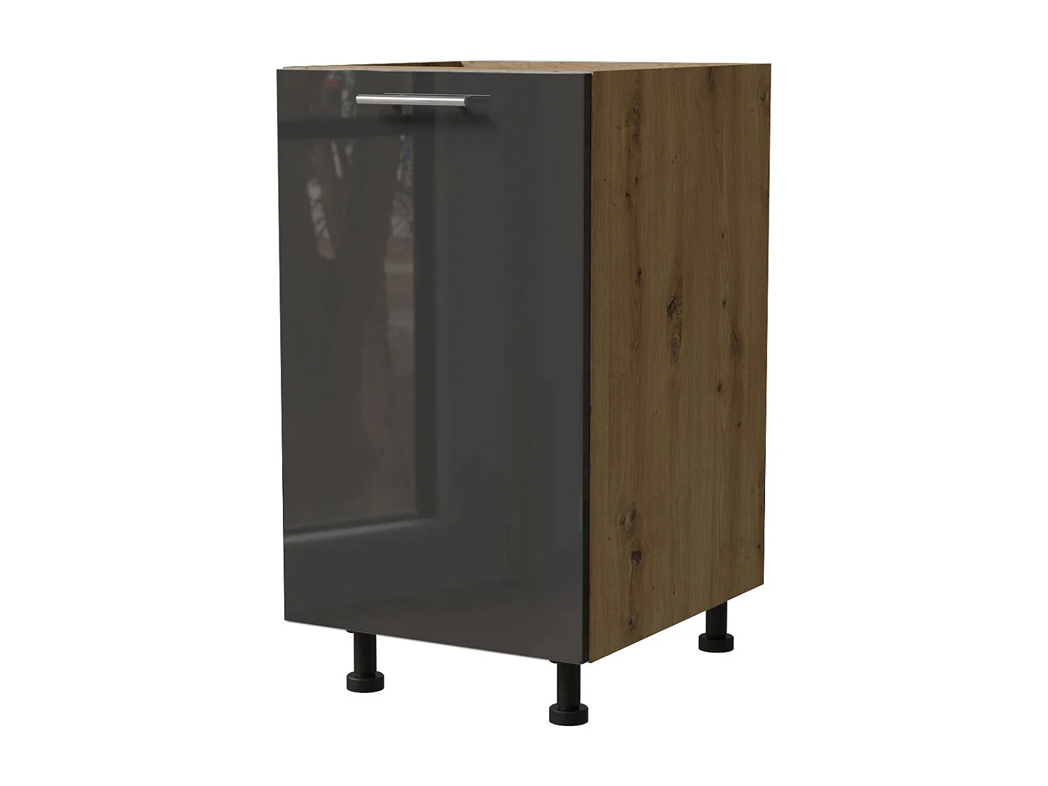 KÜCHENUNTERSCHRANK Essen D1D/45 Graphit Hochglanz / Eiche Artisan Matt 45 / 50 / 82cm