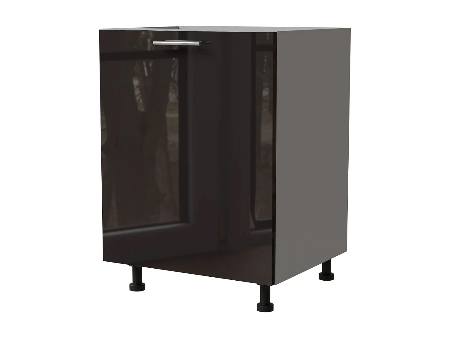 KÜCHENUNTERSCHRANK Essen D1D/60 Schwarz Hochglanz / Grau Matt 60 / 50 / 82cm