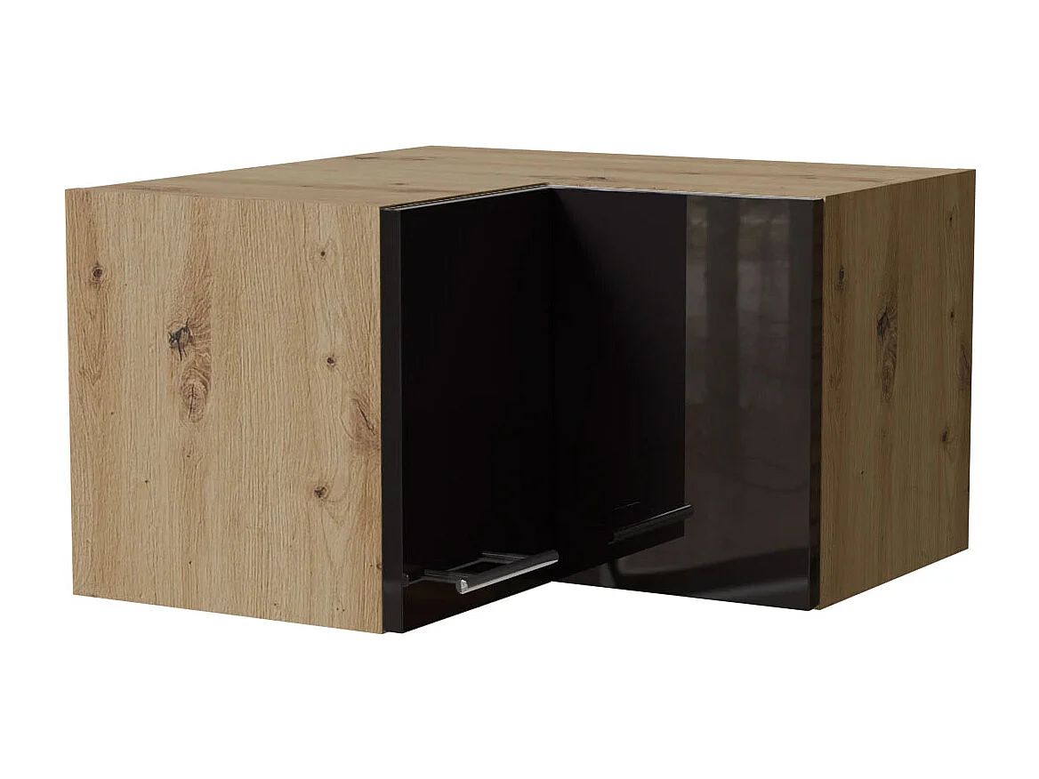 ECKHÄNGESCHRANK Essen W12/60/36 Schwarz Hochglanz / Eiche Artisan Matt 60 / 60 / 36cm