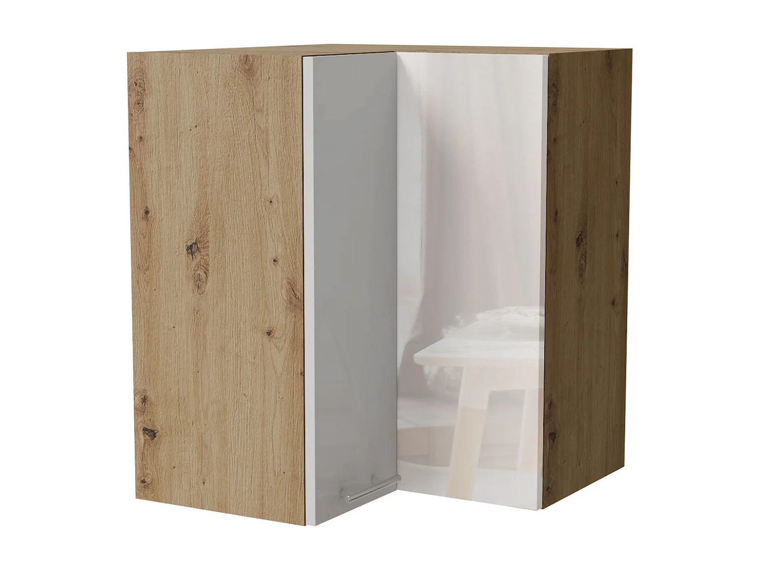 ECKHÄNGESCHRANK Essen W12/60 Weiß Hochglanz / Eiche Artisan Matt 60 / 60 / 72cm