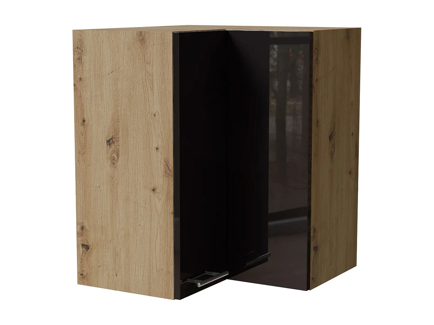 ECKHÄNGESCHRANK Essen W12/60 Schwarz Hochglanz / Eiche Artisan Matt 60 / 60 / 72cm