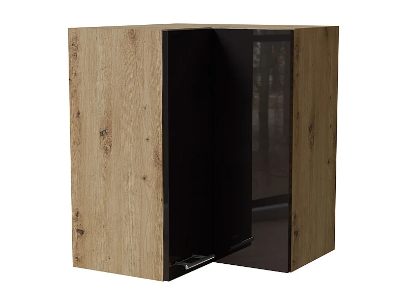 ECKHÄNGESCHRANK Essen W12/60 Schwarz Hochglanz / Eiche Artisan Matt 60 / 60 / 72cm