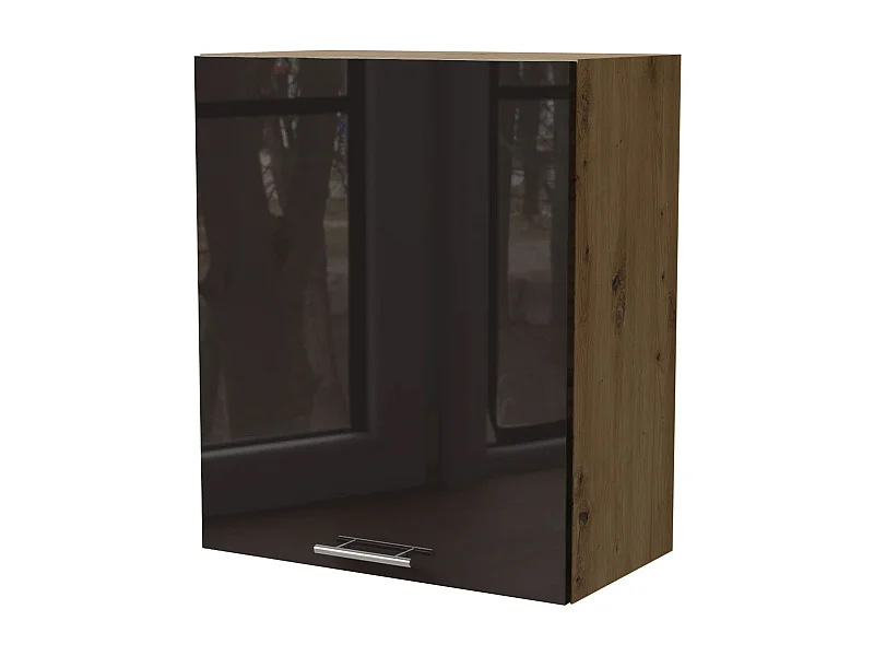 KÜCHENHÄNGESCHRANK Essen W2/60 Schwarz Hochglanz / Eiche Artisan Matt 60 / 32,5 / 72cm