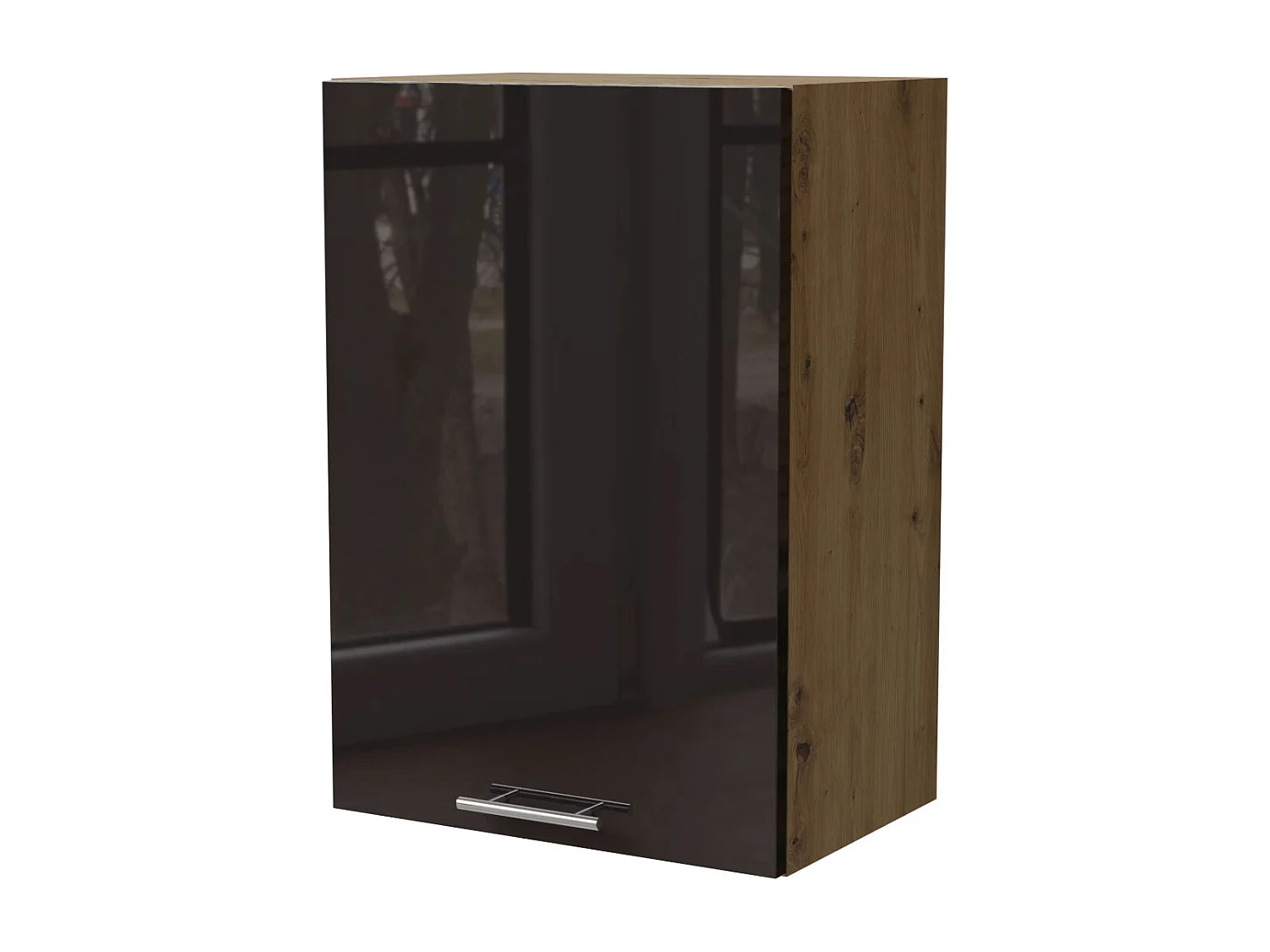 KÜCHENHÄNGESCHRANK Essen W2/50 Schwarz Hochglanz / Eiche Artisan Matt 50 / 32,5 / 72cm