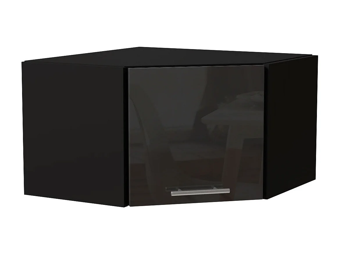 ECKHÄNGESCHRANK Essen W10/60/36 Graphit Hochglanz / Schwarz Matt 60 / 60 / 36cm