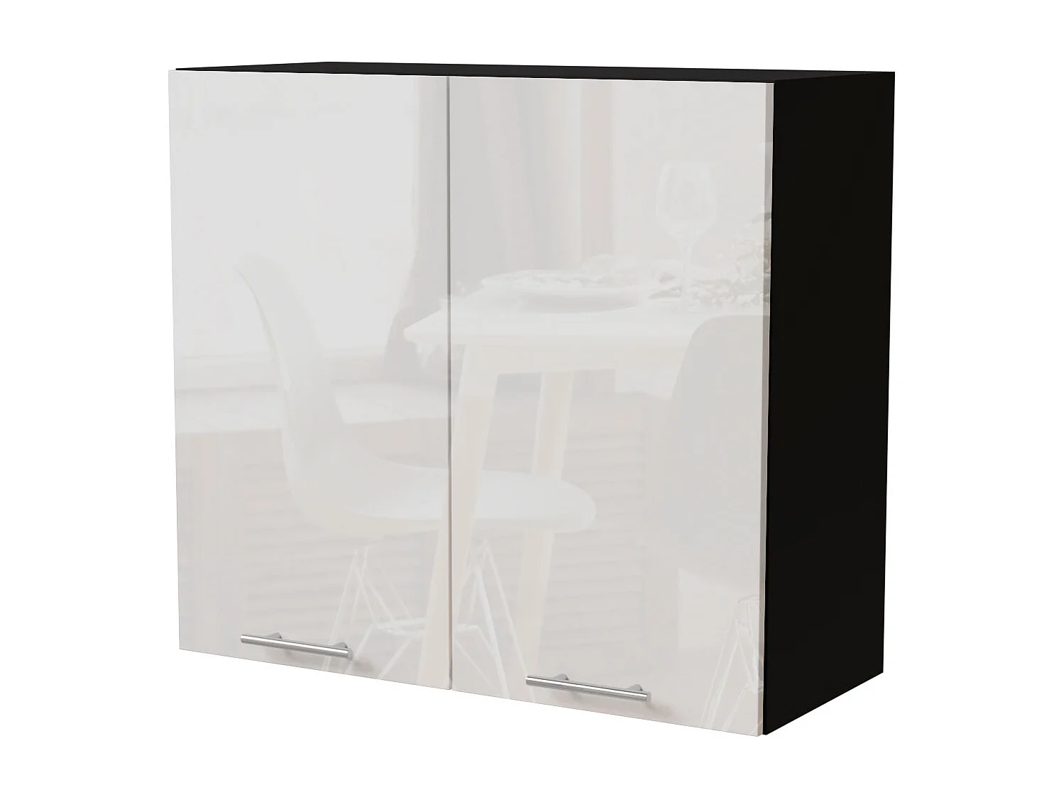 KÜCHENHÄNGESCHRANK Essen W3/80 Weiß Hochglanz / Schwarz Matt 80 / 32,5 / 72cm